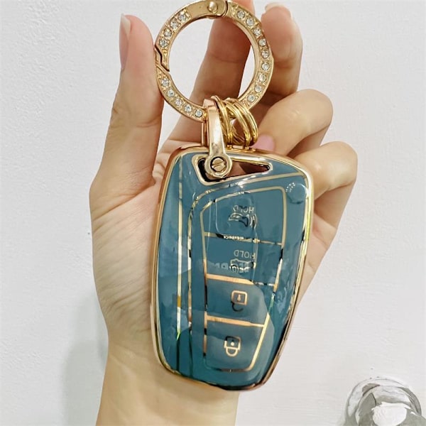 TPU Bilnyckelfodral Skal För Hyundai Santa Fe Sport Ix45 Equus Centennial Genesis G80 Grandeur Azera 2013-2016 Skydd Fob Nyckelring Overseas black H keychain