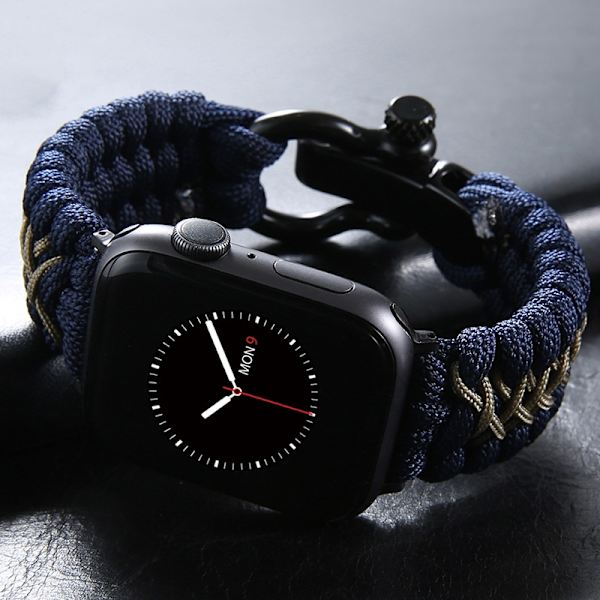 Kellon ranneke Apple Watch iWatch 42/44/45mm L-koko tummansininen ja vihreä