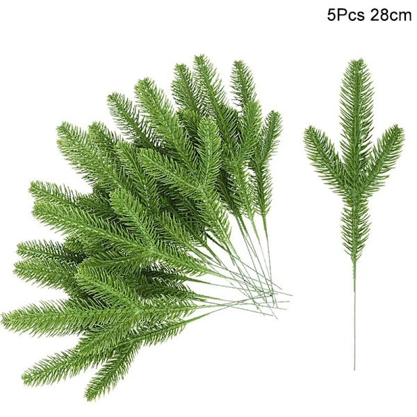 5 st Jul Röda Bär Konstgjord Blomma Tallkotte Gren Julgransdekorationer Ornament Presentförpackning Hem DIY Krans 5pcs pine needle8