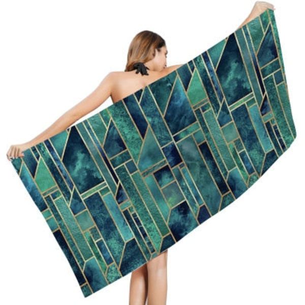 Kreativ Geometriskt Tryckt Strandhandduk Utomhus Snabbtorkande Simning Surfing Sporthanddukar Yogamatta Strandstolsfilt 80*160cm 12 80x160m
