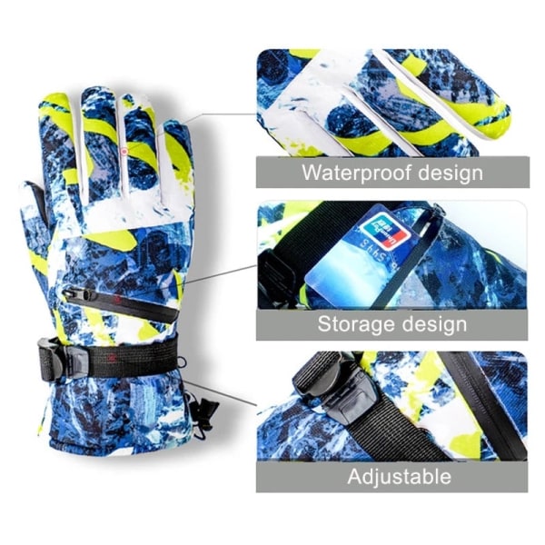 Vinter Snowboard Skidhandskar PU Läder Halkfri pekskärm Vattentät Motorcykel Cykling Fleece Varm snö Handskar Unisex Snowboard Gloves1 S