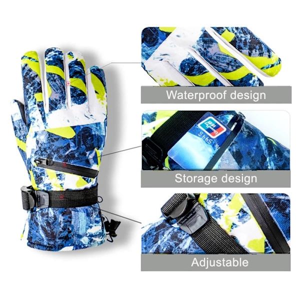 Vinter Snowboard Skidhandskar PU Läder Halkfria Pekskärm Vattentäta Motorcykel Cykling Fleece Varma Snöhandskar Unisex Snowboard Gloves3 M