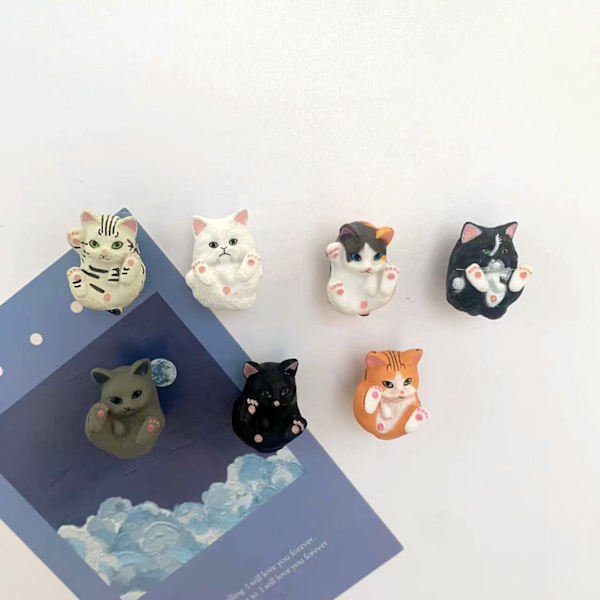 Anovaa suloista yksityistä kissa-ja-hiiri jääkaappia kolmiulotteisilla magneettiviestitarroilla, magneettinen kodin koristelu random 3pcs