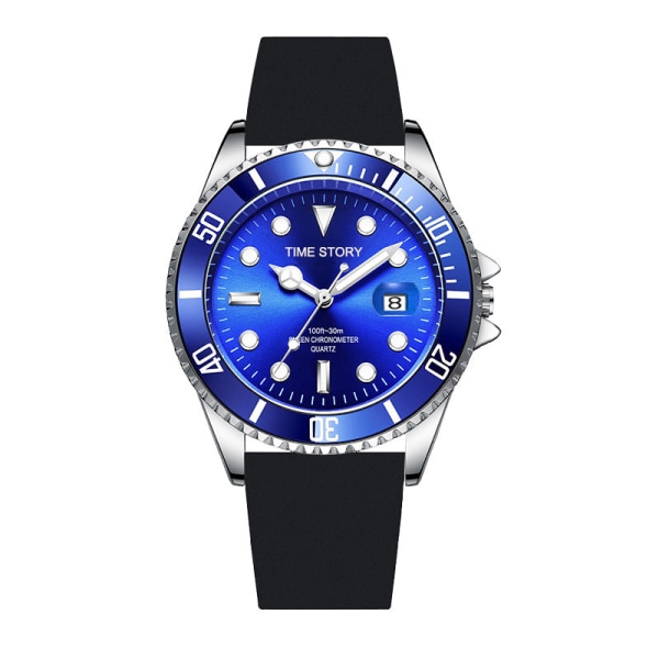 Klokke Menn Ikke-Mekanisk Klokke Herreklokke Engros Vanntett Mote Lysende Herreklokke Blue face silicone band