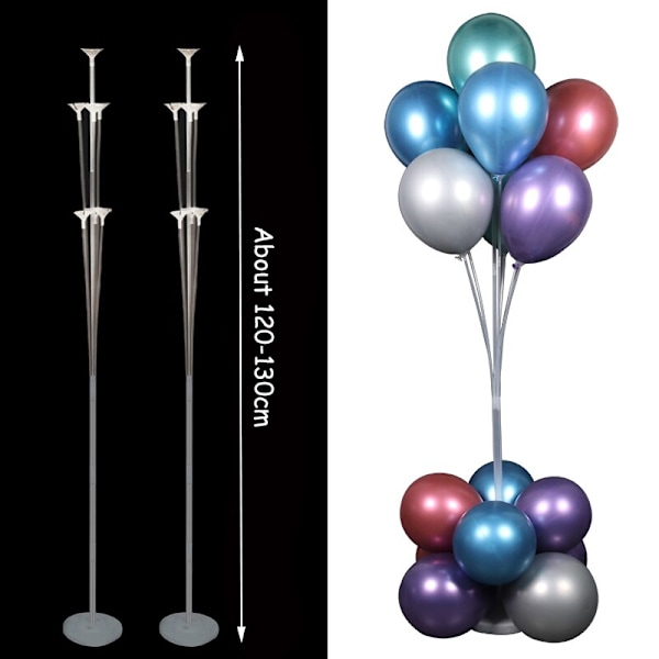 7/11/19 Rør Ballonholder Balloner Stativ Søjle Konfetti Ballon Børnefødselsdag Baby Shower Bryllupsdekoration Forsyninger 2set 7tube stand C