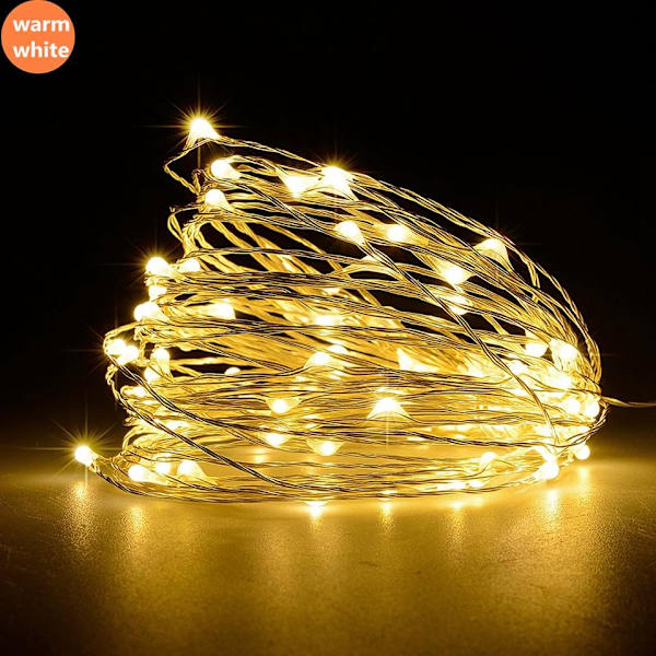 Fairy Lights USB Koppartråd LED Ljusslinga Julgirlang Utomhus Trädgård Vattentät Inomhus Sovrum Bröllop Nyårsdekor Warm white 2M 20LED