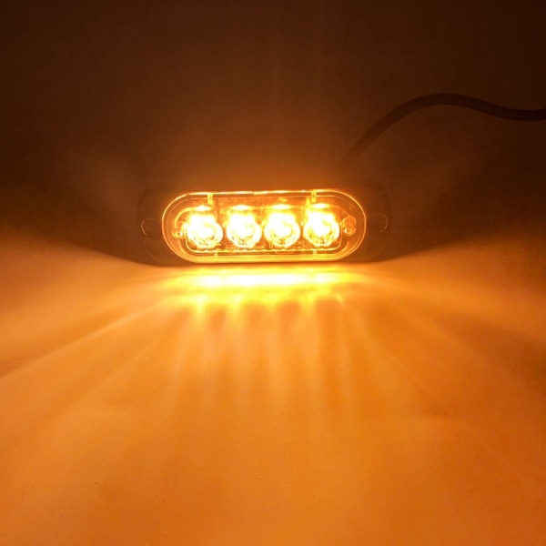 4LED Bil Strob Varningsljus Grill Blinkande Haveriljus Nödljus för 12v Lastbil Släpvagn Polis Fyr Lampa Signal BAKLYKTA red 1 piece