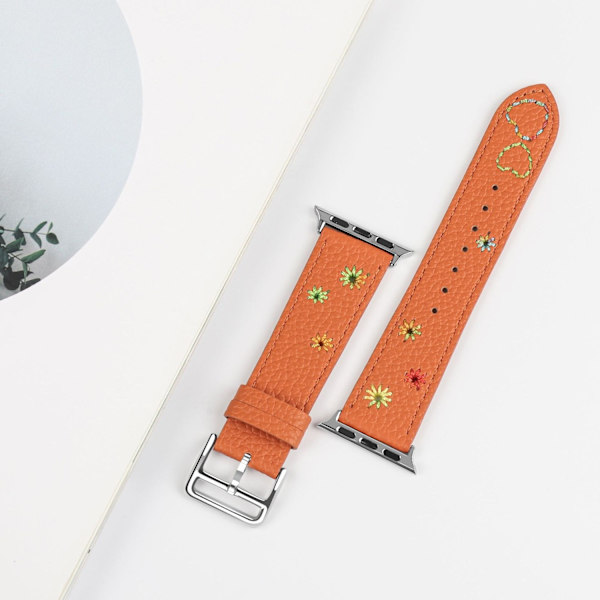 Klockarmband för Apple Watch iWatch 38/40/41/42mm liten urtavla guldbrunt