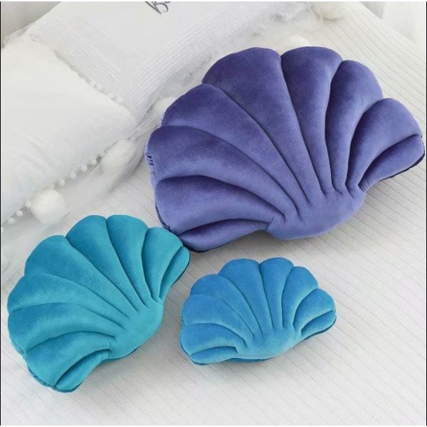Fairy Home Luksus Dekor Skjellpute, prinsesses Fantastiske Fløyelpute Sjøskjell Hjem Dekor Seng Sofa Putepynt Gave Big Red Shell 34*25cm 0.3kg