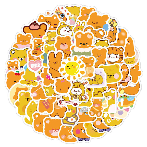 100 st Söta Koreanska Björnflicka Ins Tecknade Figurer Journal Stickers Återanvändbara Pappersvaror Bagage Antecknings Stickers 100 orange Bears