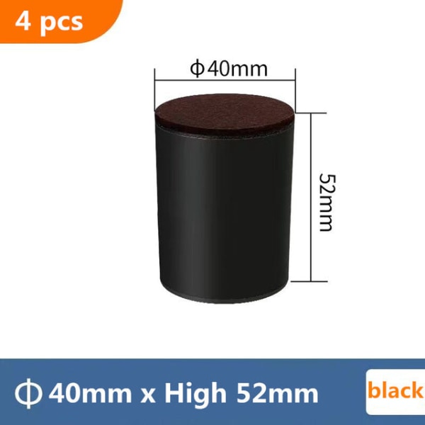 Multifunktionell Kvalitetsbord Soffa Höjd Fotplatta Golvskydd Möbelben Skrivbord Slitstarka Fötter Pads Matta 4st/lot black 60x32mm