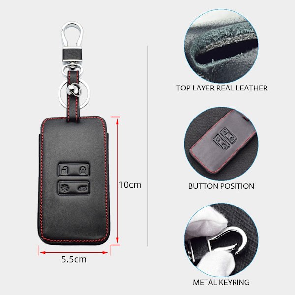 Läder Bilnyckelskydd För Renault Captur Koleos Kadjar Arkana Megane Dacia Duster Sandero Stepway Smart Fjärrkontroll Nyckelringar Fodral with Brown Line