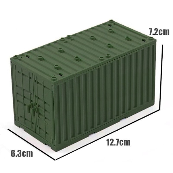 MOC Militär Container Byggklossar Låda för Pojkar WW2 Krigsbas Tekniska Byggklossar Kreativa DIY Juguete Bloques Brinquedos container-green