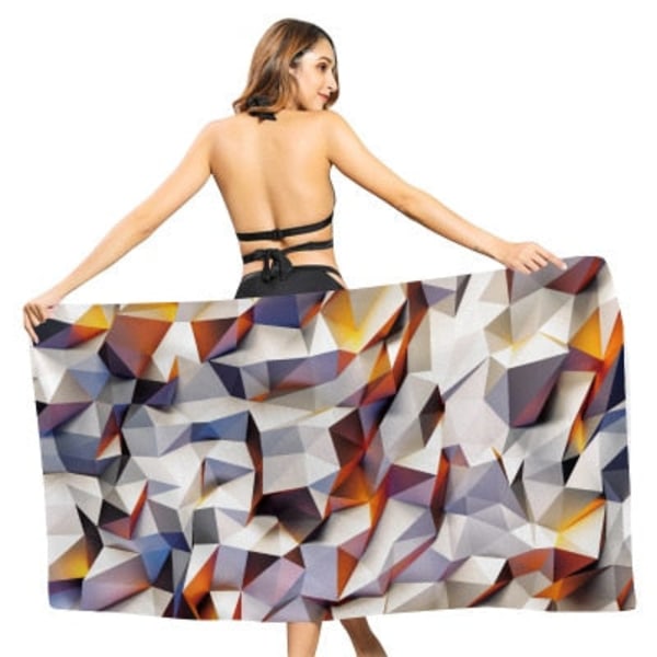 Kreativt Geometrisk Print Strandhåndklæde Udendørs Hurtigtørrende Svømning Surfing Sport Håndklæder Yoga Måtte Strandstol Tæppe 80*160cm 1 80x160m