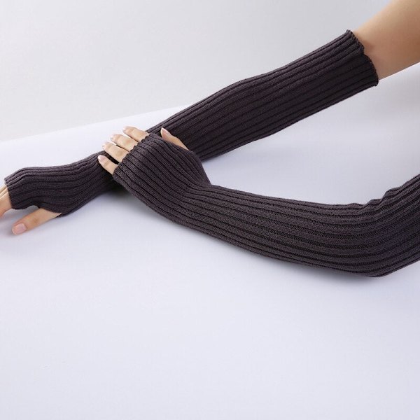 Nye Lange Fingerløse Handsker Dame Vinter Varme Strikkede Armærmer Fine Afslappede Bløde Pige Goth Tøj Kvinder Punk Gotiske Handsker Red length-52cm