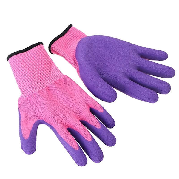 Trädgårdshandskar för barn Nitrilbelagda trädgårdshandskar för småbarn Barnhandskar för flickor pojkar ungdomar Handarbete Halkfria Anti-stick Purple 5-10 years 18cm