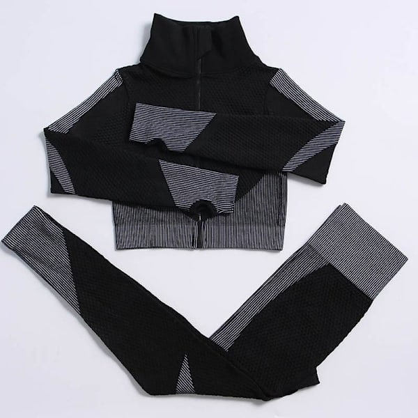Yoga Set Träningskläder gym fitness för damer träningsdräkt 3 Pcs set Wine red M