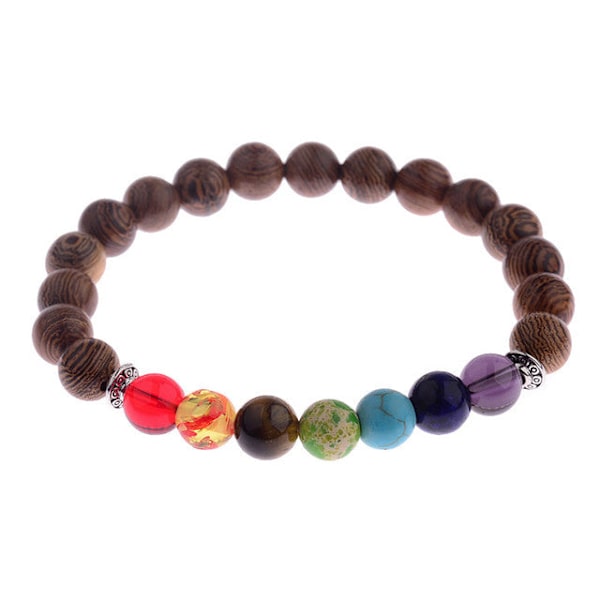 8mm Nya Naturliga Träpärlor Armband Män Svart Etnisk Meditation Vitt Armband Kvinnor Böne Smycken Yoga Armband Homme 005-B2