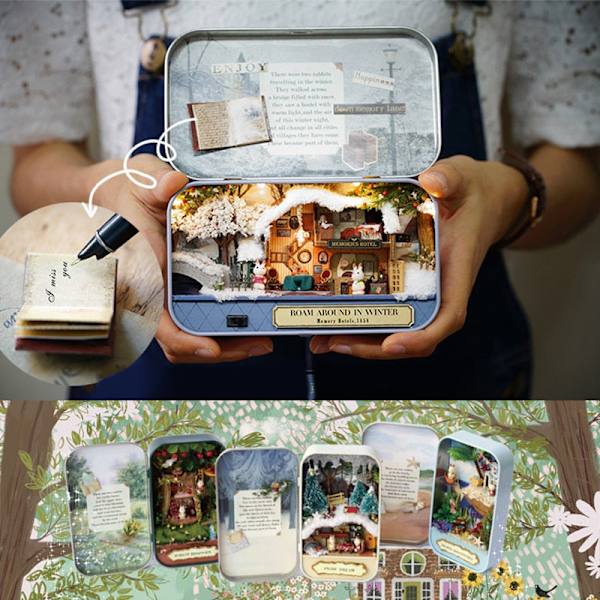 Box Teater Dukkehuse Træ Dukkehus Miniature Hjem Nostalgisk Tema Dukkehus Møbler Tilbehør Legetøj Til Børn A3