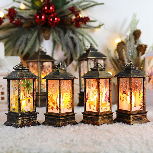 Jul Stormlykt Lysestake Lampe Liten Nattlampe Gammel Snømann Dekor Liten Nattlampe Skrivebordsdekorasjon 2021 new small bronze deer