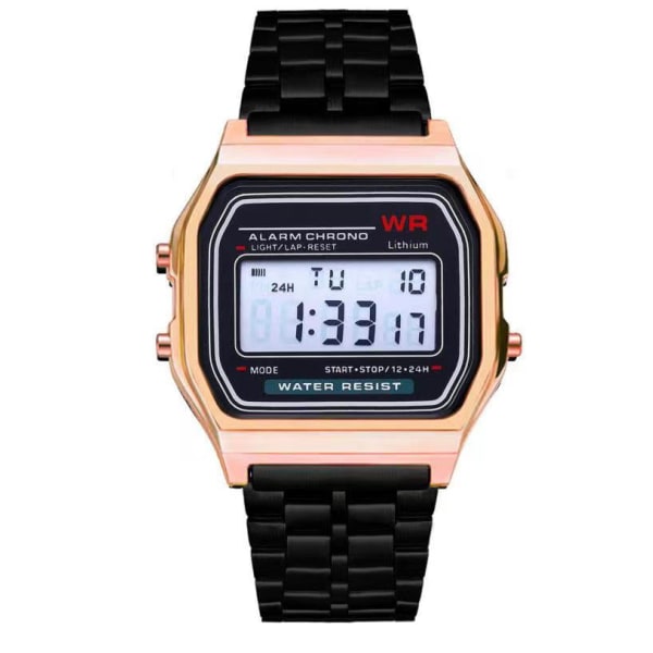 F91 Sport Elektronisk watch för barn Multifunktionell watch med armband av självlysande stål White