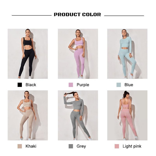 Yoga Set Träningskläder Yoga Leggings och BH för Kvinnor 3 pcs sets khaki M