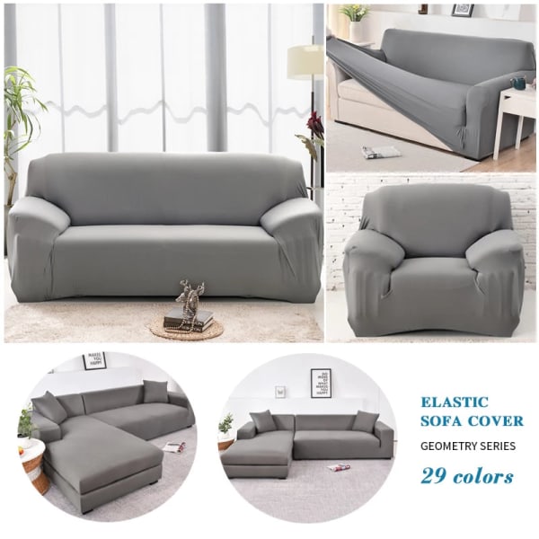 Elastiskt enfärgat sofföverdrag Stretch Tight Wrap Allomfattande sofföverdrag för vardagsrum funda soffa Sofföverdrag Fåtöljöverdrag Color 15 2-seater 145-185cm