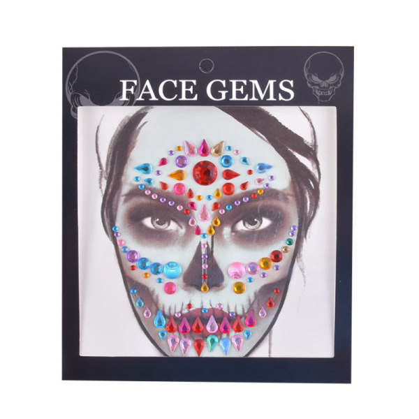 Halloween-ansiktsdekaler Spökskaleansikte med diamantdekoration 3D-klistermärke med sexigt ansikte Bal Holiday Party Ansiktsdekoration 4000