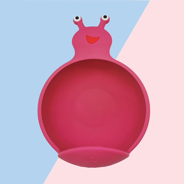 Barn Silikon Tallrik Tecknad Skål Ät Träning Servis Sugkopp Skål Sked Set Red snail dinner plate