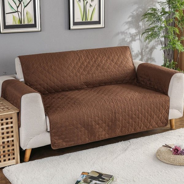 Vatterte slitesterke sofatrekk for hunder, kjæledyr og barn, sklisikre trekk til sofa, lenestol og møbelbeskyttelse, 1/2/3-seter Khaki Two Seate 130x196cm