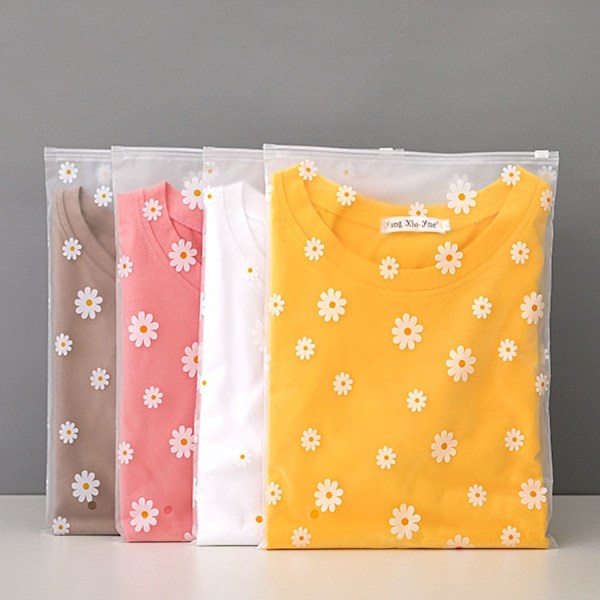 10 st 0,18 mm Daisy Matta/Frostade Plastförpackningspåsar med Dragkedja, T-shirt Badkläder Zip Lock Klädpåsar 20X25cm Planet