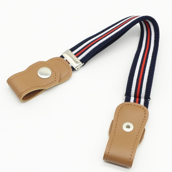 Barnbälte Elastiskt Bälte för Barn Pojkar och Flickor Elastiskt Byxbälte Barn Anti-Fall Byxbälte Tryckknapp Dark blue, white and red stripes