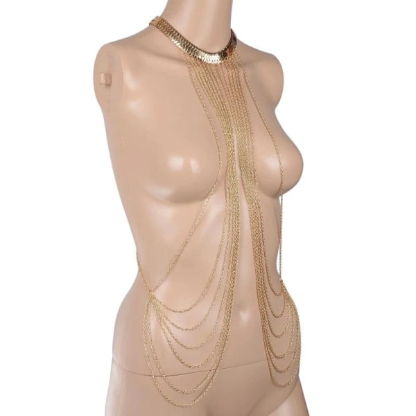 Kvinnor Sexig Multilayer Lång Tofs Kroppskedjor Halsband Punk Gyllene Bikini Strand Smycken Default Title