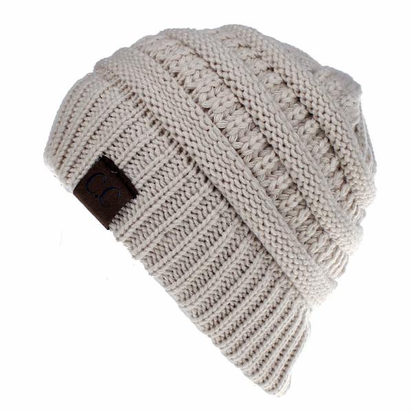 Ny Udendørs Hold Varm Vinter Uld Hat Akryl Åben Hue Med Hår Extensions Hat Til Mænd Og Kvinder Gray and white