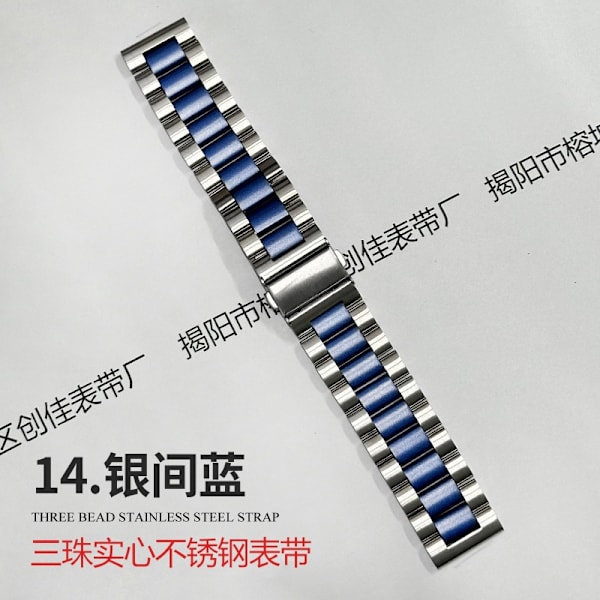 Klockarmband för Apple Watch iWatch 1-9 generationerna: 38-40-41mm 4 tre-pärl solid silverblå