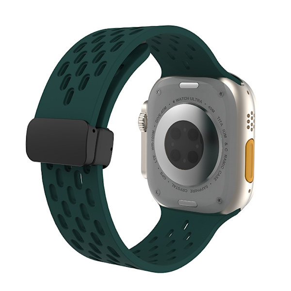 Kellon ranneke Apple Watch iWatchille, tummanvihreä 42/44/45/49mm