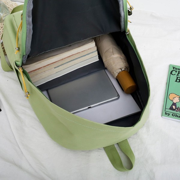 4 st/set Skolryggsäckar för damer Skolväska Daisy Canvas för tonårsflickor Student Bokväska Pojkar Portfölj Bolsas Mochilas Sac Ny C Black backpacks