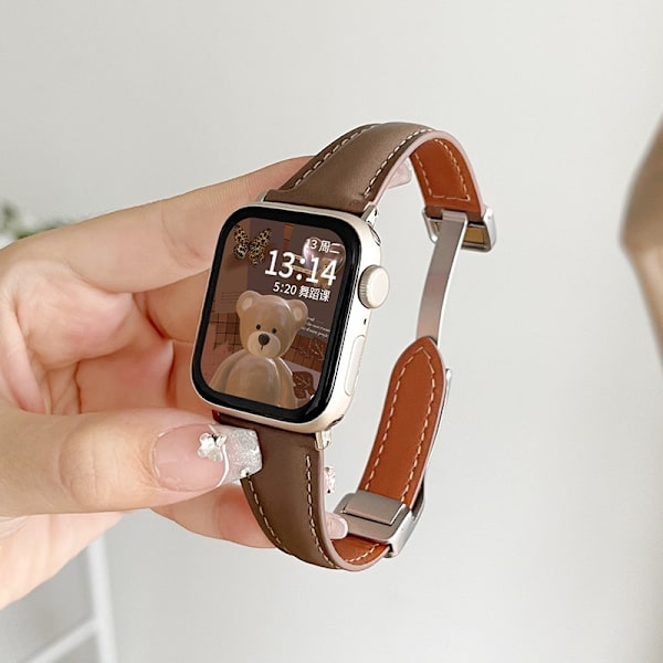 Kellon ranneke Apple Watch iWatchille Series 10 46mm Pieni vyötärö magneettisolki - poltettu ruskea