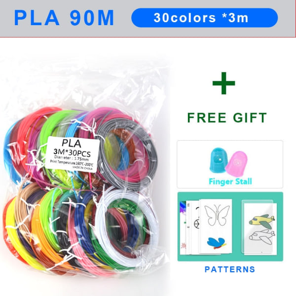 PLA/ABS 3D-penna Filament 10/20 Rullar 10M Diameter 1.75mm 200M Plastfilament För 3D-penna 3D-skrivarpenna, Färg Upprepas Inte PLA30colors x3m As photo