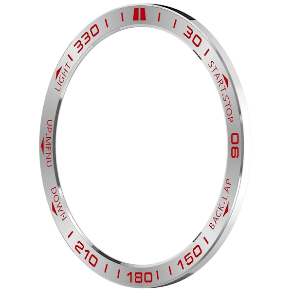 Til Garmin Fenix 8 Solar 51mm Rustfrit Stål Bezel Ridsefast Beskyttelsesring - Sort+Rød Silver+Red