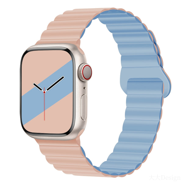 Klockarmband för Apple Watch iWatch 38/40/41mm rosa sand med dimblå