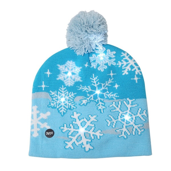 Juldekorationstillbehör Stickad Julhatt för Vuxna och Barn Färgglad Självlysande Stickad Hatt Exklusiv Äldremodell Knitted hat [snowflake style]]