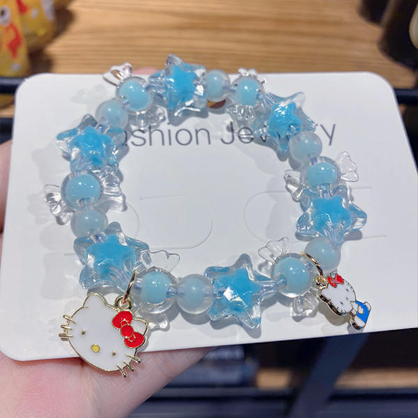 Koreansk Stil Ny Flickors Nisch Tecknad Armband Fräscha Barn Kristallpärlor Cinnamoroll Babycinnamoroll Student Smycken Blue StellaLou melody bracelet