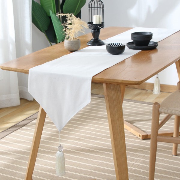 Bordløper i japansk stil, bomull og lin, rutete teppe, Zen-lin, retro japansk duk, tallerkenmatte, duk Green polka dot. Table runner 33*220cm