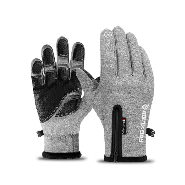 Vinterhandskar Herr Touchscreen Halkfria Unisex Vattentäta Vindtäta Varma Cykelhandskar Mode Dragkedja Sporthandskar Style5-Grey L