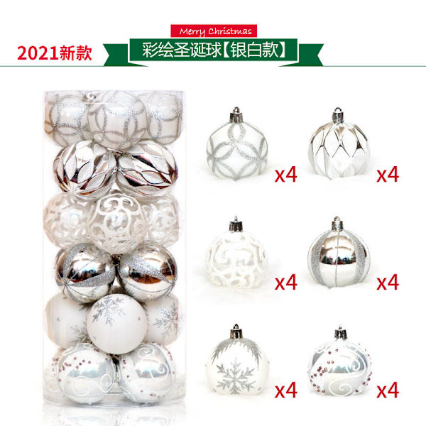 Julekugle Dekoration Kugle 6 CM24 Farvet Tegnekugle Pakke Dekorationer Juletræs Ornament Kugle Tønde Colored Drawing ball [Hongjin]]
