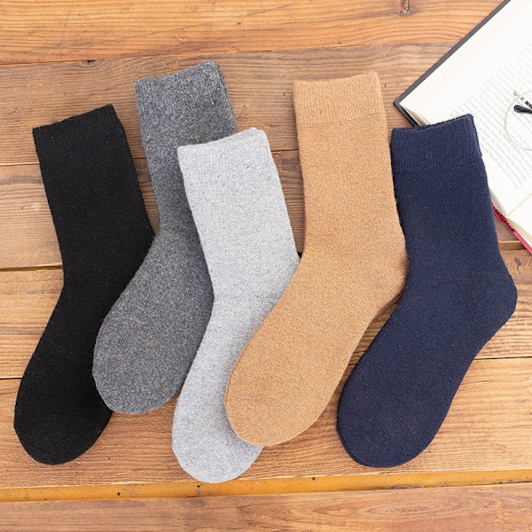 1 par Varma Vinterstrumpor Dam Ull Herr Supertjocka Enfärgade Strumpor Merinoullstrumpor Mot Kall Snö Frottéstrumpor Khaki 1 Pairs
