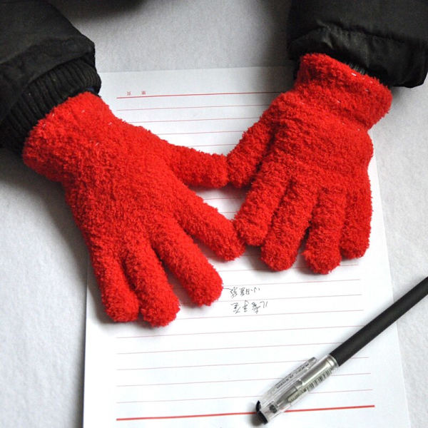 Warmom Korall Fleece Tjocka Barnhandskar Vinter Håll Varma Barn Baby Plysch Pälsiga Hel Finger Vantar Mjuka Handskar För 7-11 År Red