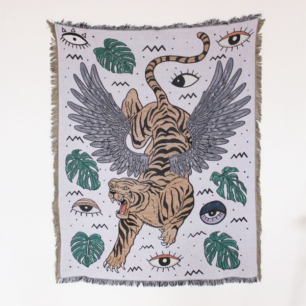 Nordisk Pläd Filt för Säng Sofföverdrag Vardagsrumsinredning Sofffilt Fritidsöverkast Utomhus Camping Picknickmatta Boho Tapestry XT07-7 130X160cm