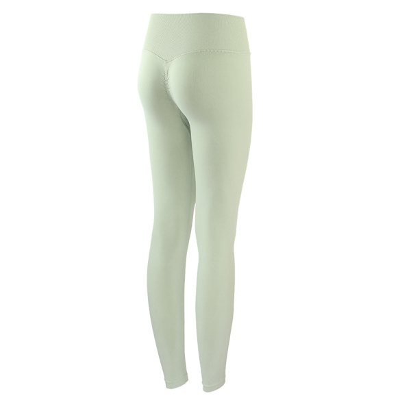 Lycra Fersken Bukser Høj Talje Yoga Bukser Dame Tætsiddende Sømløse Hofte Løft Fitness Bukser Hudvenlige Ægte Nøgen Fornemmelse Sportsbukser Mint Green S